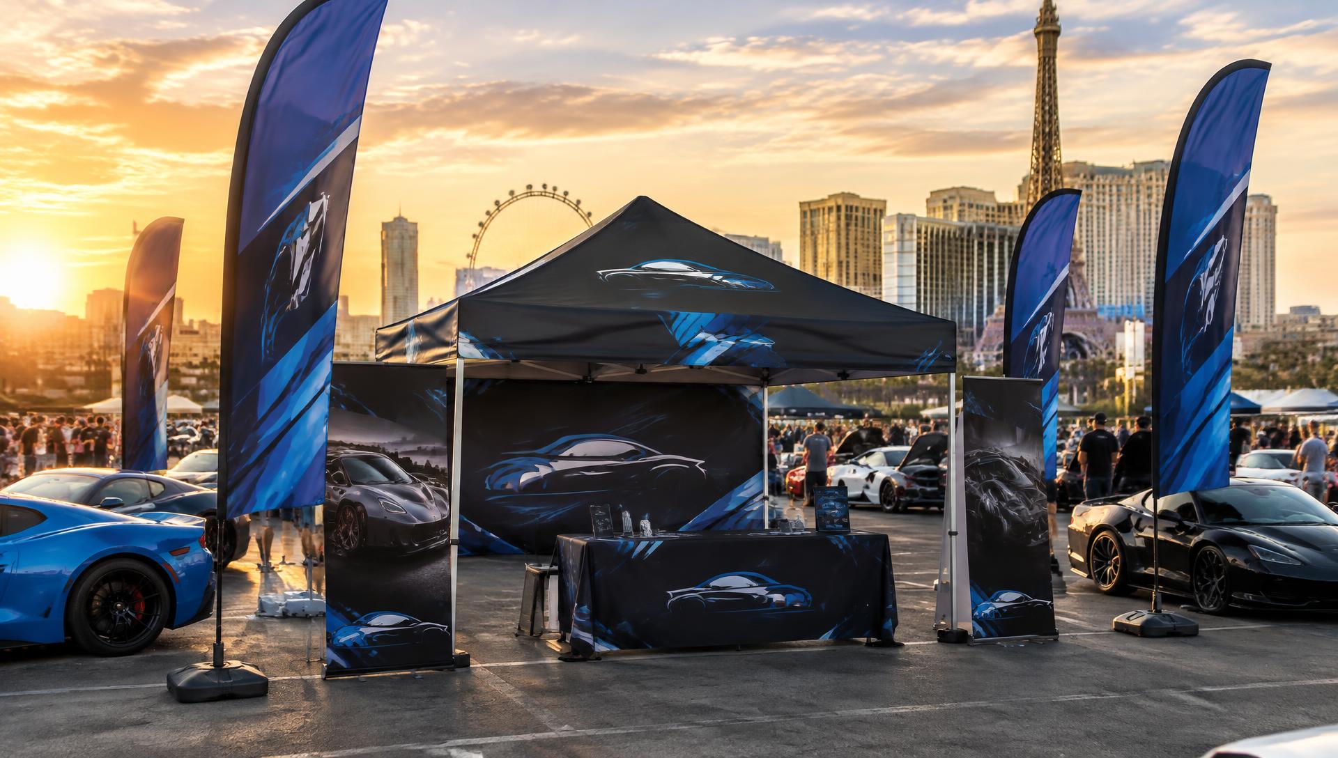 Custom feather flags, canopy tents, banners and event displays in Las Vegas